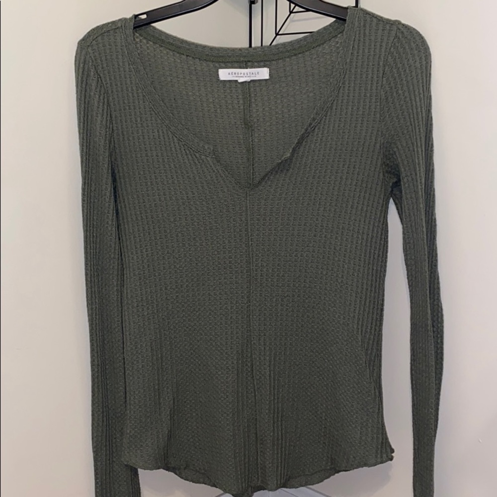 Long Sleeve Ribbed V-Neck Top